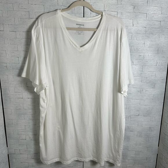 Bombas men’s classic V-neck, white T-shirt, super soft & comfy normcore 100%Pima - Picture 1 of 8